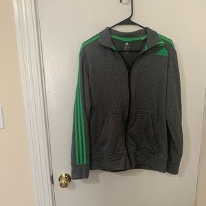 Grey with green stripes medium adidas zip up jacket